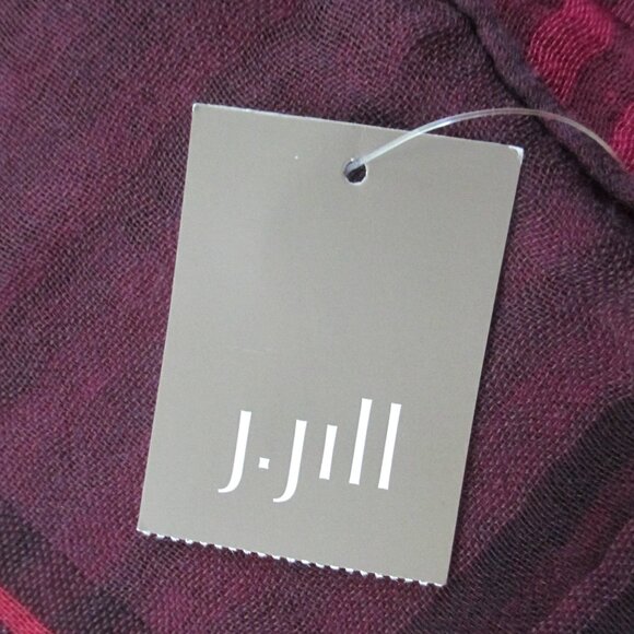 J.Jill Aubergine Scarf Plaid Stripes Infiniti Scarf Purple Red One Size 33 x 21 - Picture 2 of 8